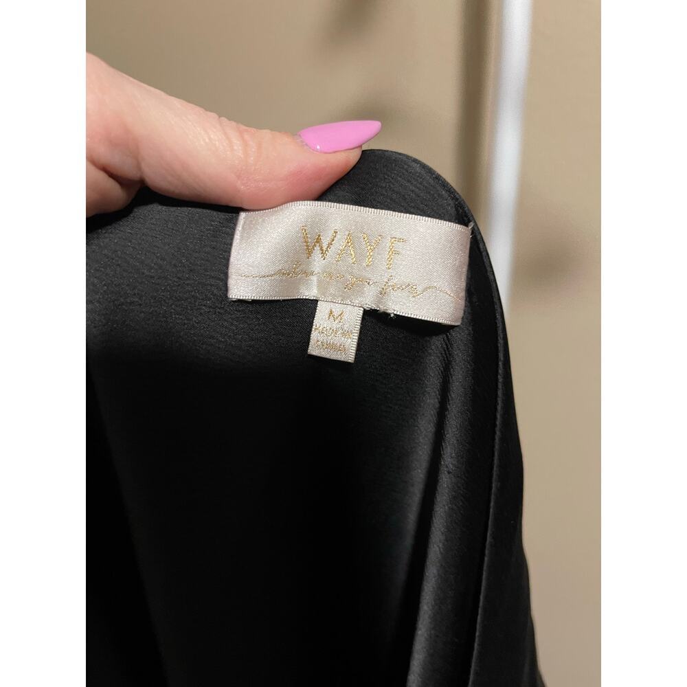 WAYF Black Satin Jumpsuit One Shoulder - Picture 5 of 11